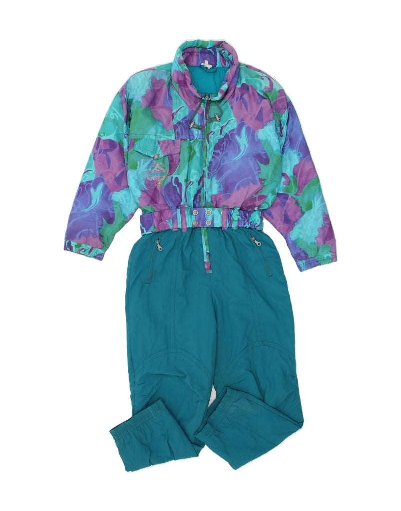 VINTAGE Womens Abstract Pattern Ski Jumpsuit IT 48 Medium Blue Polyester | Vintage Vintage | Thrift | Second-Hand Vintage | Used Clothing | Messina Hembry 