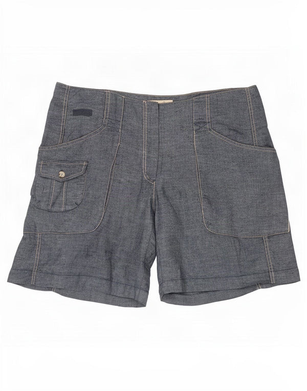 Marlboro Classics Womens Cargo Shorts IT 48 XL W38 Navy Blue Linen