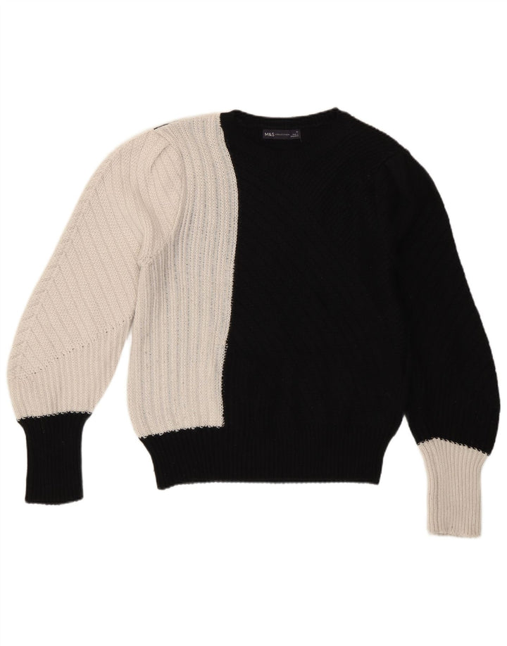 Marks & Spencer Womens Crew Neck Jumper Sweater UK 12 Medium Black