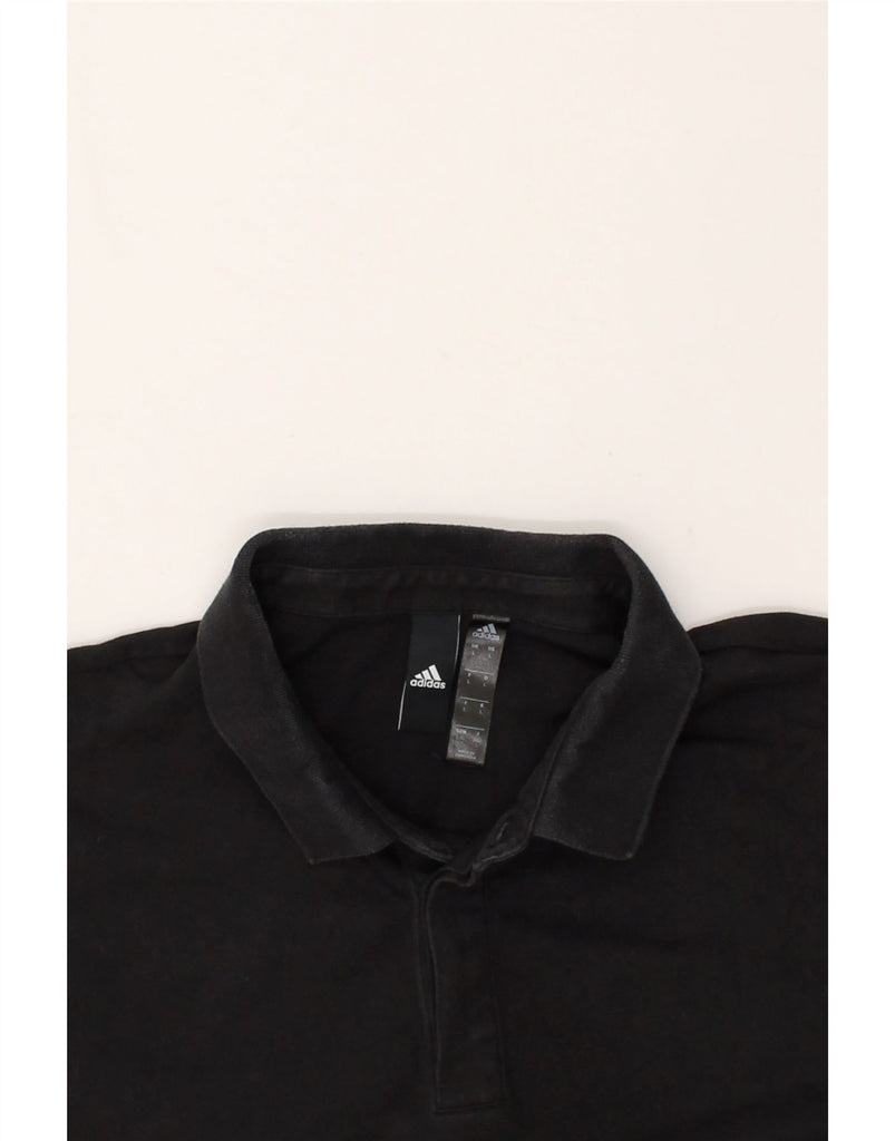 ADIDAS Mens Polo Shirt Large Black Cotton | Vintage Adidas | Thrift | Second-Hand Adidas | Used Clothing | Messina Hembry 