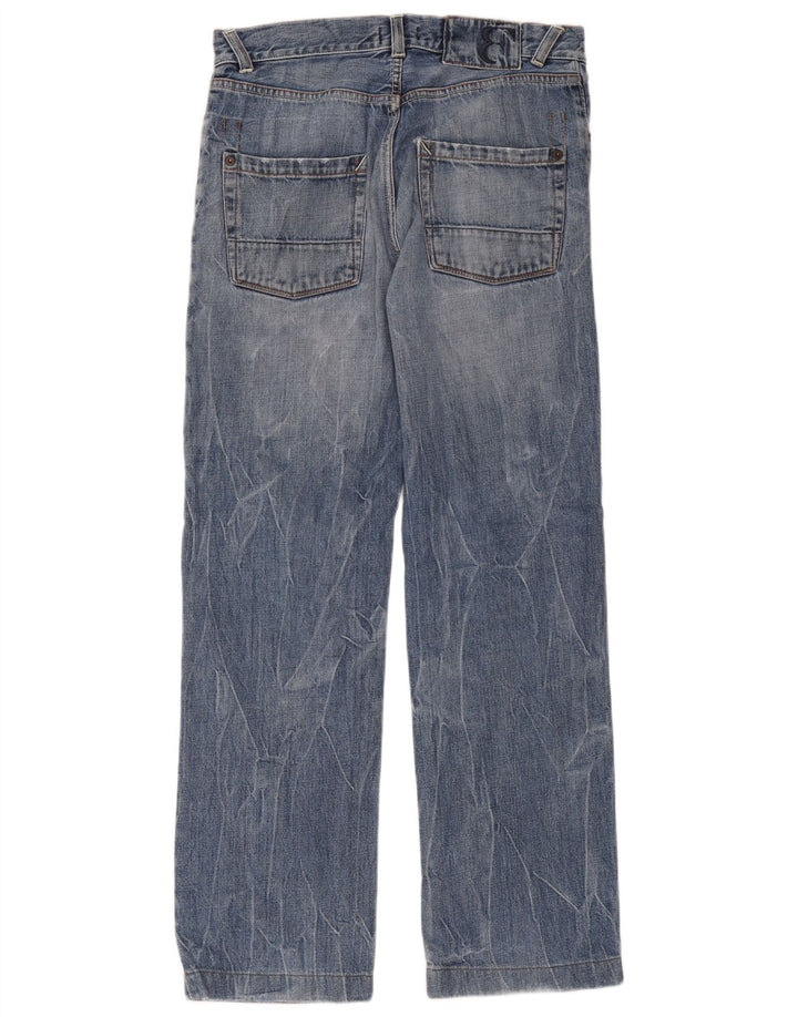 Belfe Mens Straight Jeans W33 L28 Blue Cotton