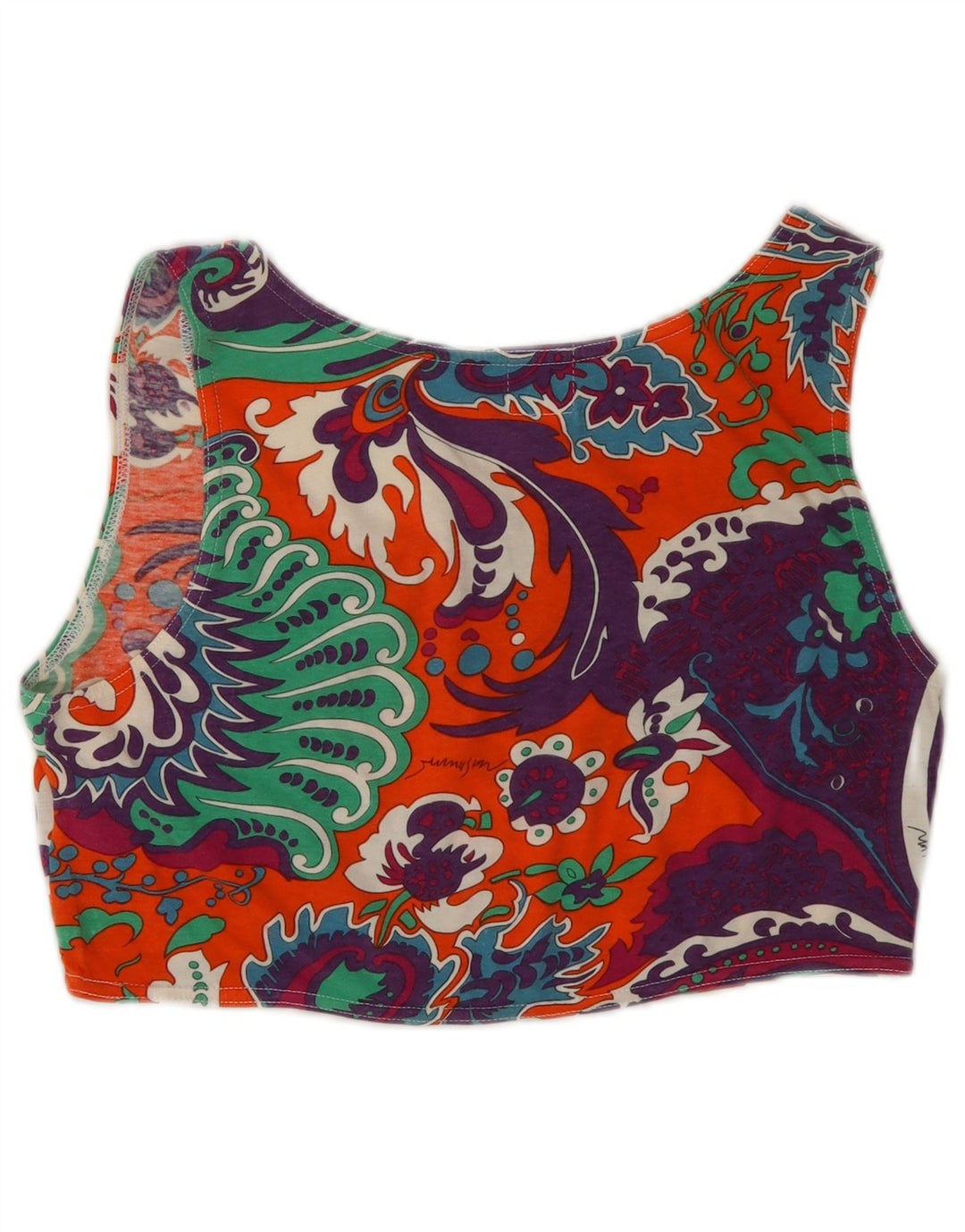 Moschino Womens Crop Top UK 16 Large Multicoloured Paisley Cotton