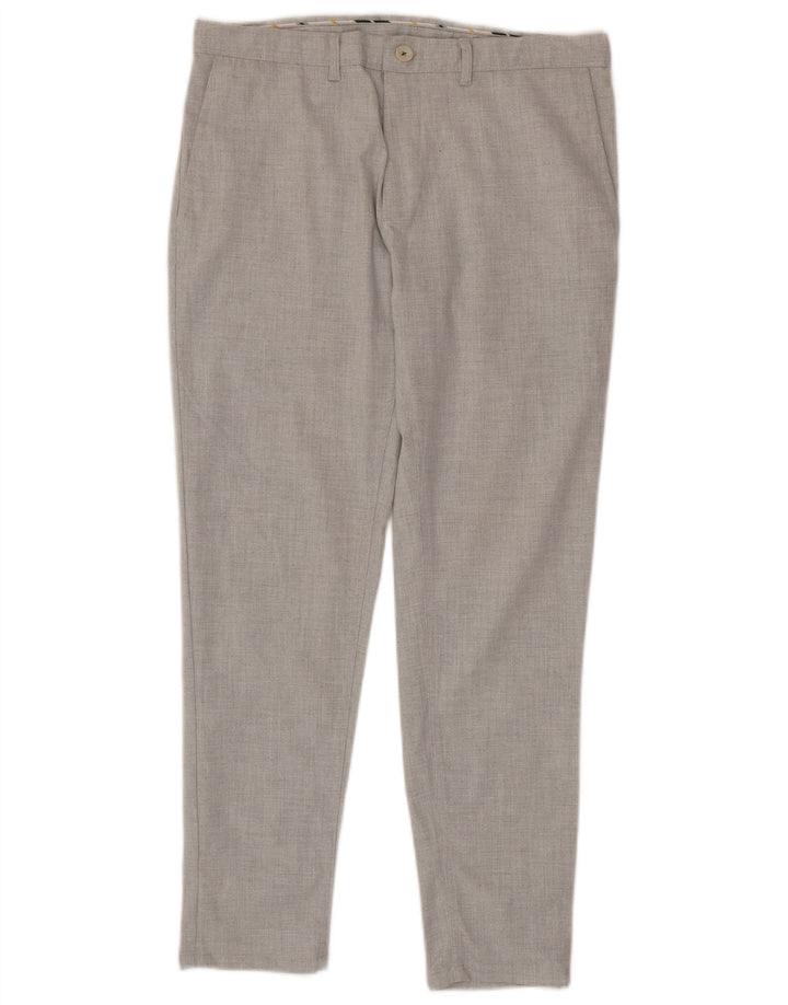 Zara Mens Slim Fit Chino Trousers EU 40 Medium W31 L29 Grey Polyester