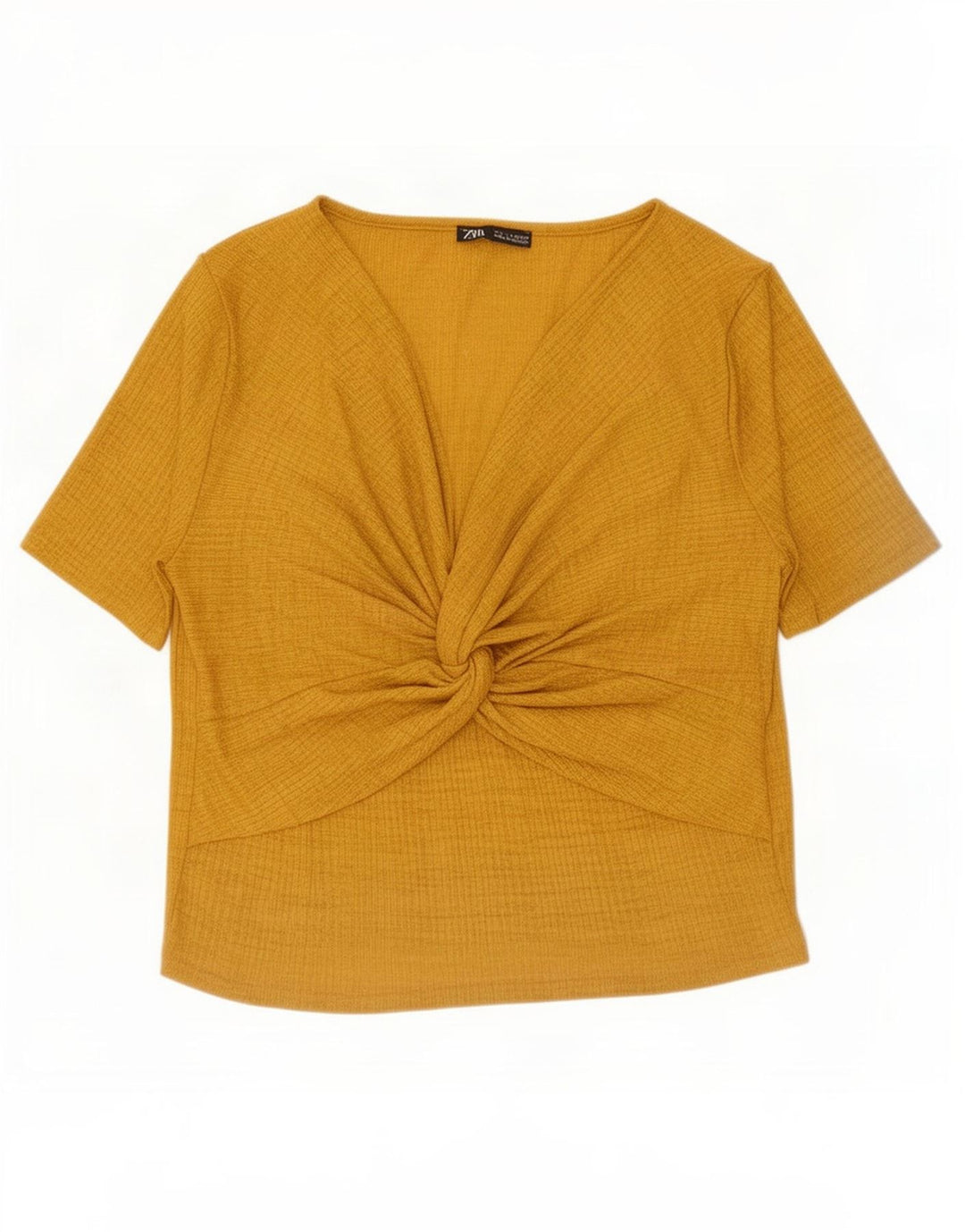 Zara Womens Blouse Top UK 14 Large Yellow Polyester
