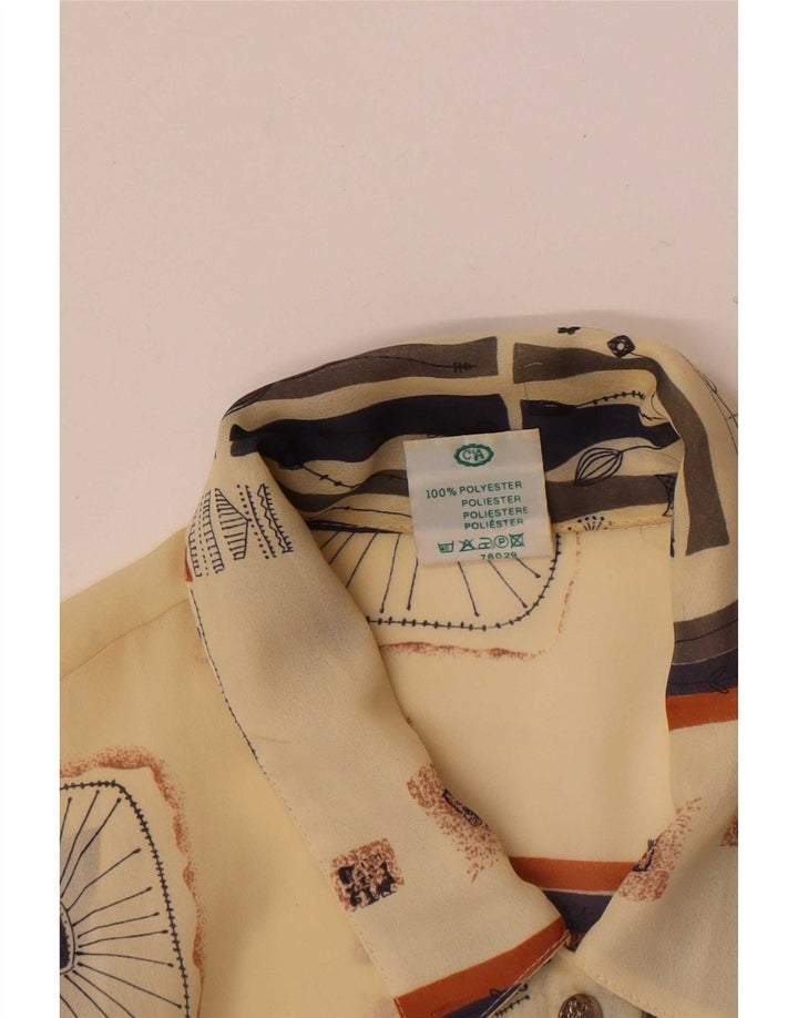 Canda Womens See Through Shirt Blouse IT 42 Medium Off White Geometric