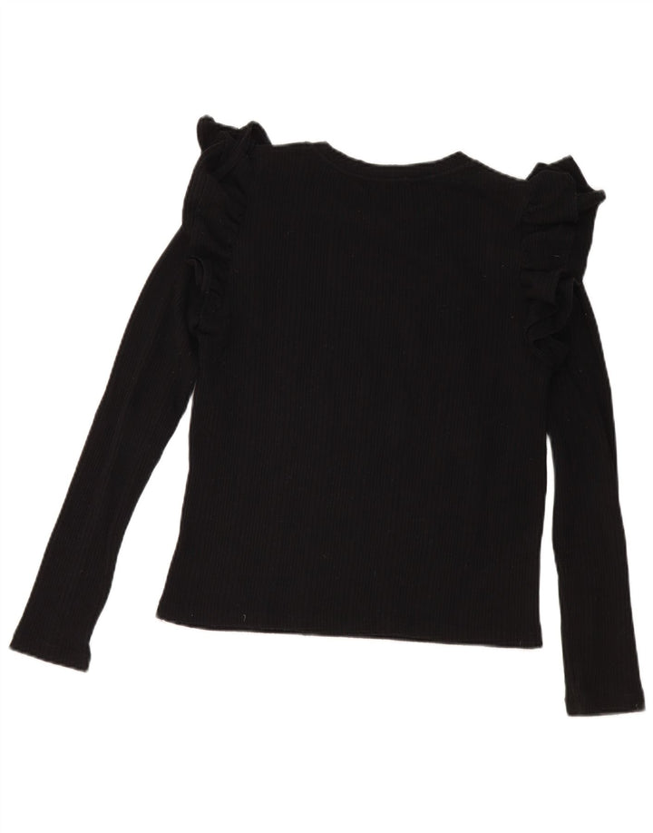 Zara Womens Crop Top Long Sleeve UK 12 Medium Black