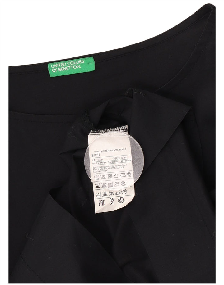 Benetton Womens Oversized Blouse Top UK 10 Small Black Cotton