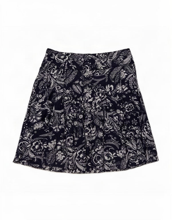 Fat Face Womens A-Line Skirt UK 12 Medium W32 Navy Blue Floral Polyester