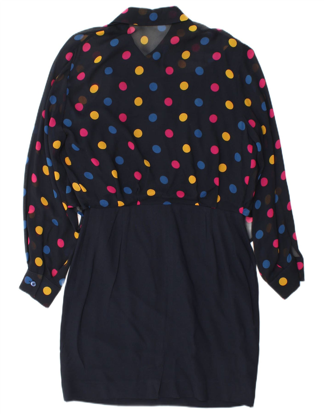 Arezia Womens Front Tie Sheath Dress UK 10 Small Navy Blue Spotted