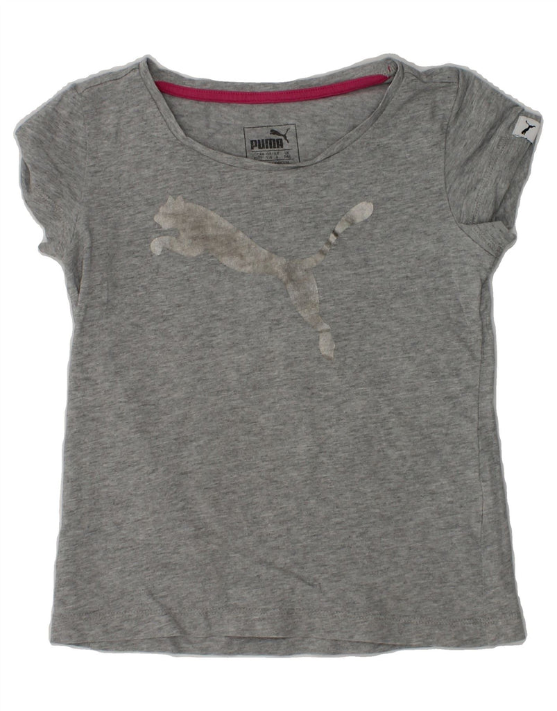 PUMA Girls Graphic T-Shirt Top 5-6 Years Grey Flecked | Vintage Puma | Thrift | Second-Hand Puma | Used Clothing | Messina Hembry 