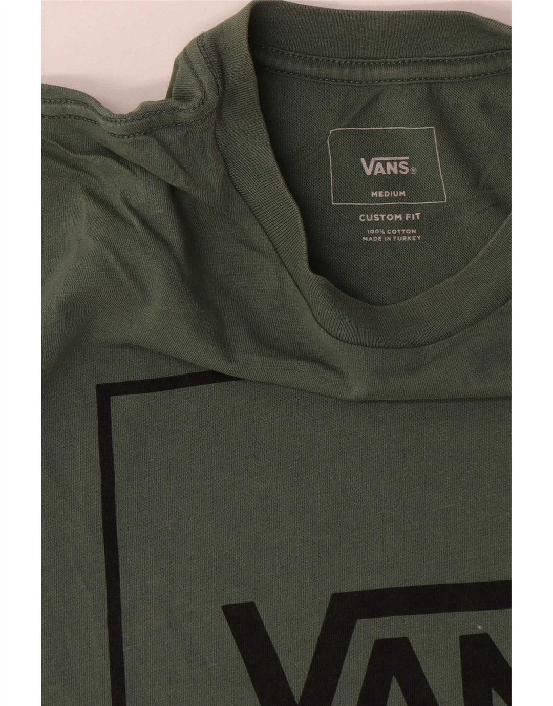 Vans Mens Custom Fit Graphic T-Shirt Top Medium Green Cotton