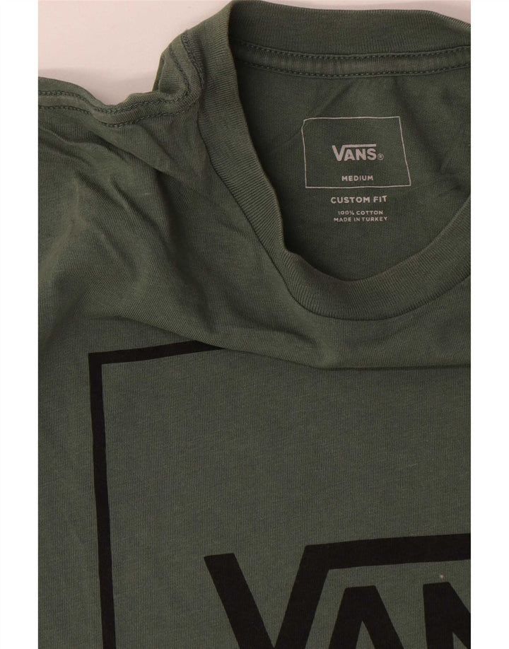 Vans Mens Custom Fit Graphic T-Shirt Top Medium Green Cotton