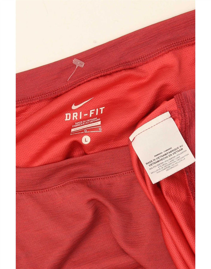 Nike Womens Dri Fit Oversized T-Shirt Top UK 16 Large Red Polyester