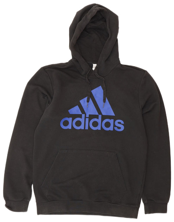 ADIDAS Mens Graphic Hoodie Jumper UK 40/42 Medium Black Cotton