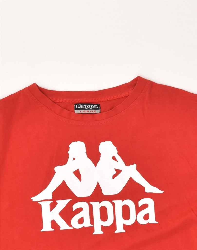 KAPPA Womens Graphic T-Shirt Top UK 16 Large Red Cotton | Vintage Kappa | Thrift | Second-Hand Kappa | Used Clothing | Messina Hembry 