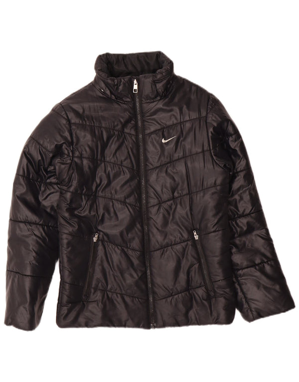 NIKE Girls Padded Jacket 12-13 Years Large Black Nylon