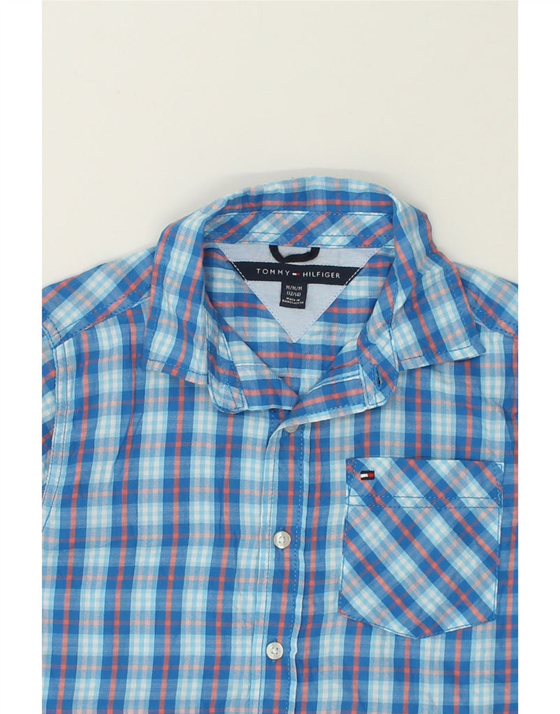 TOMMY HILFIGER Boys Short Sleeve Shirt 12-13 Years Medium Blue Check | Vintage Tommy Hilfiger | Thrift | Second-Hand Tommy Hilfiger | Used Clothing | Messina Hembry 