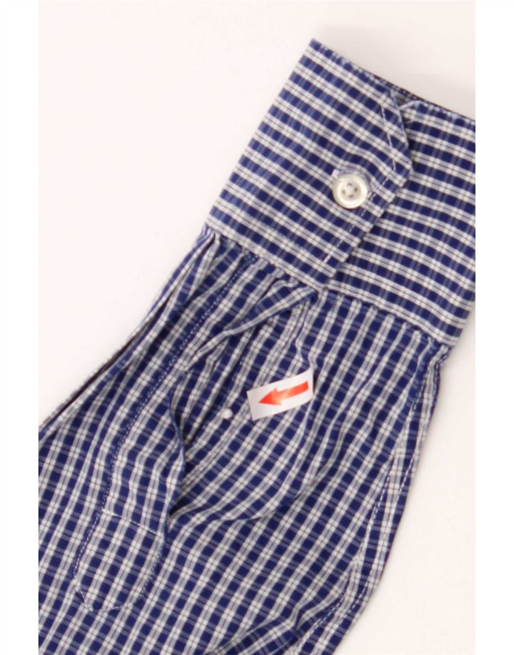 Benetton Mens Shirt Medium Blue Check Cotton