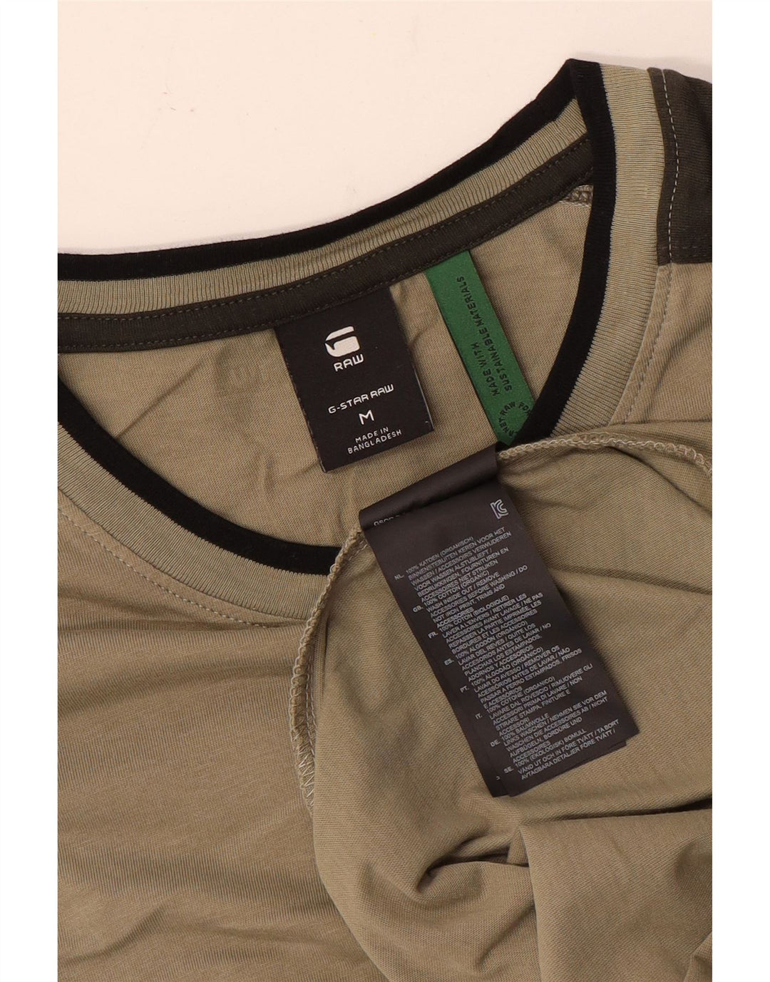 G-Star Mens T-Shirt Top Medium Khaki Colourblock Cotton