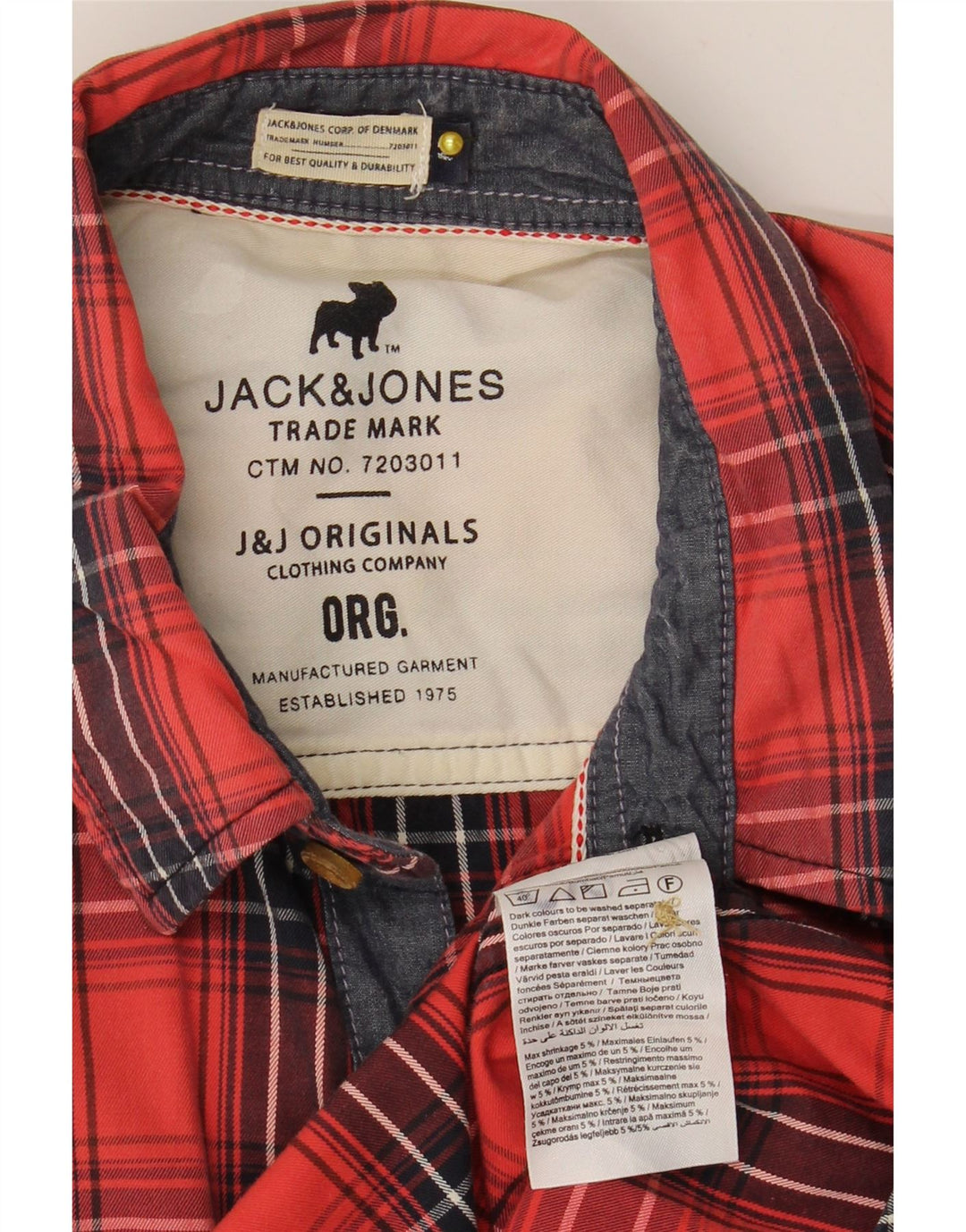 Jack & Jones Mens Short Sleeve Shirt Medium Red Check Cotton
