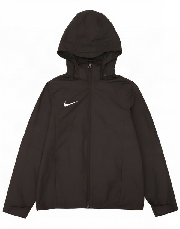 Nike Girls Loose Fit Hooded Rain Jacket 13-14 Years XL Black Polyester