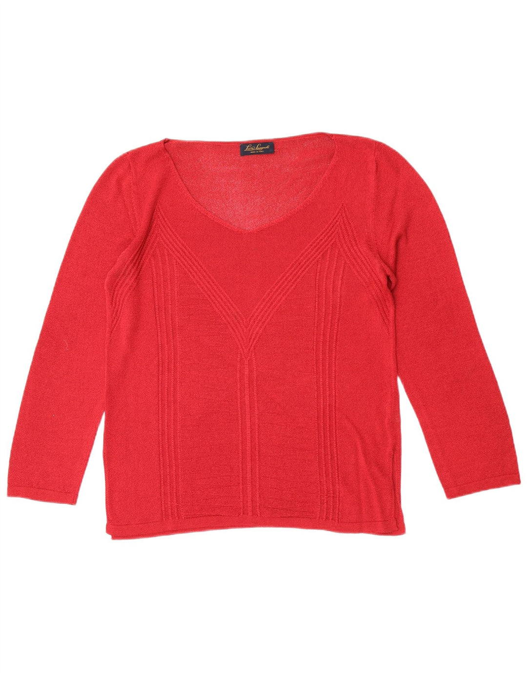Luisa Spagnoli Womens Oversized V-Neck Jumper Sweater UK 10 Small Red