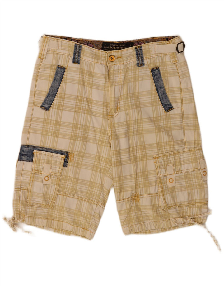 Vintage Mens Regular Cargo Shorts IT 48 Medium W34 Beige Plaid