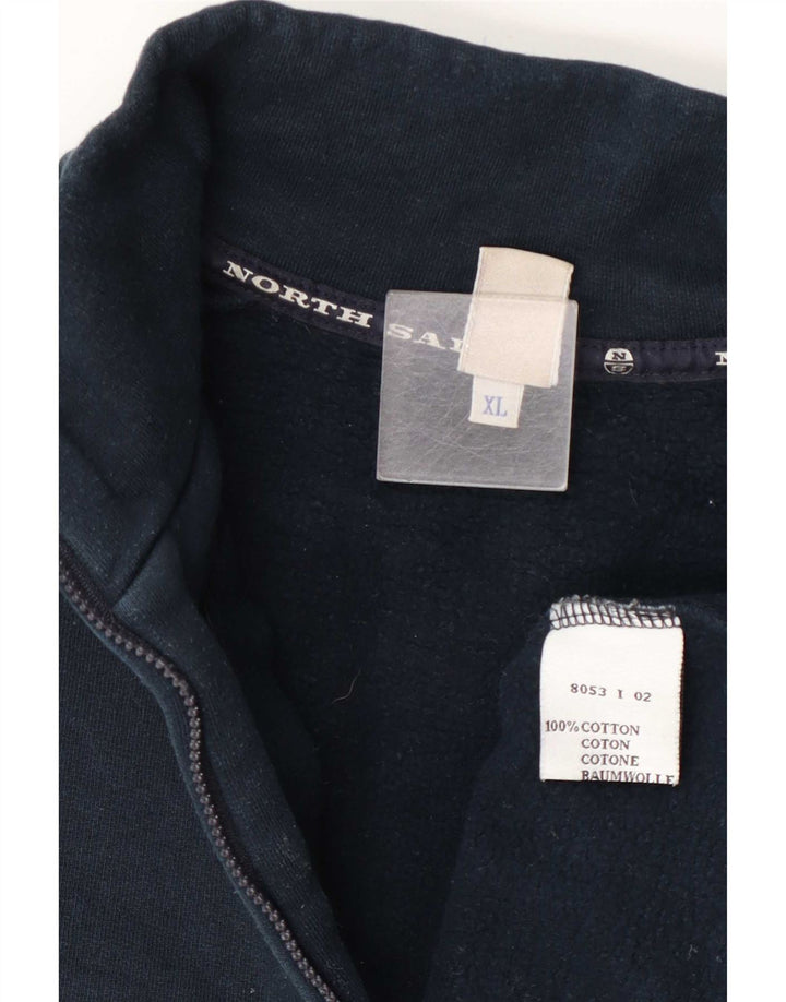 North Sails Mens Zip Neck Sweatshirt Jumper XL Navy Blue Cotton