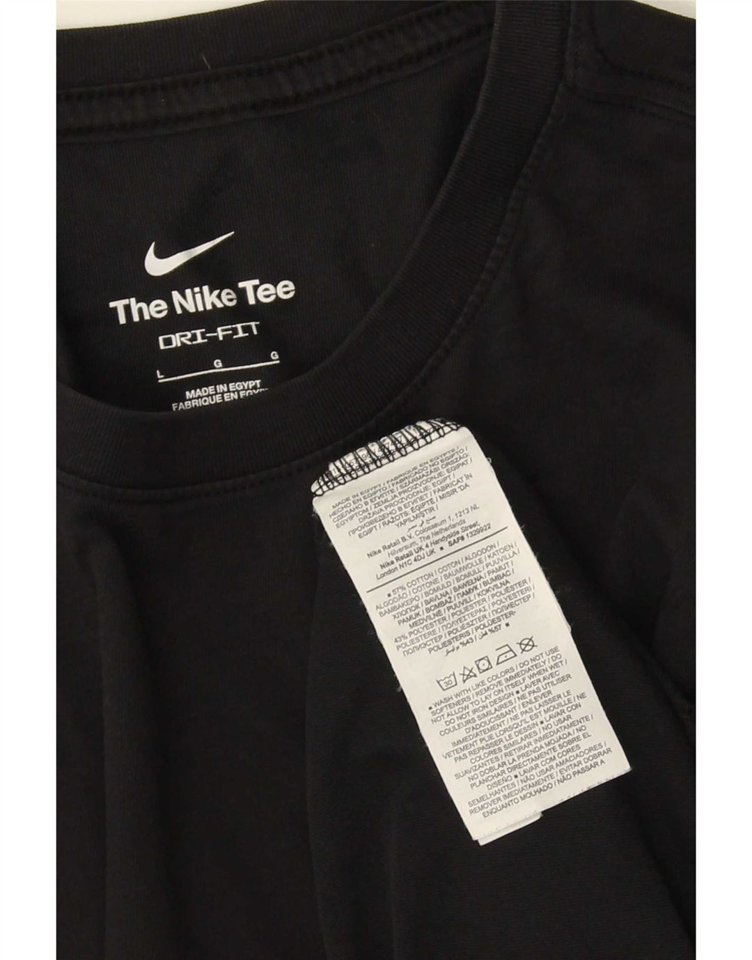 Nike Mens Dri Fit T-Shirt Top Large Black Cotton