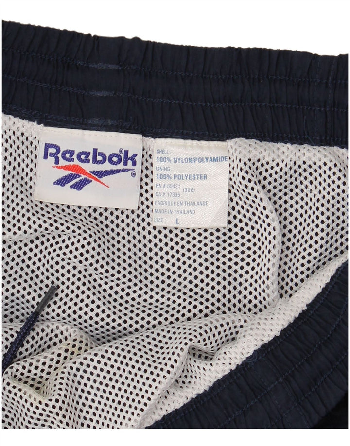 REEBOK Mens Graphic Swimming Shorts Large  Navy Blue Nylon