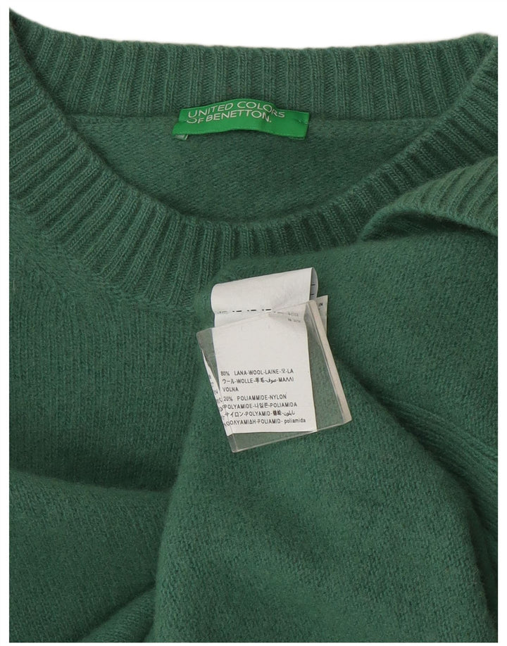 Benetton Womens Boat Neck Jumper Sweater UK 16 Large Green Wool