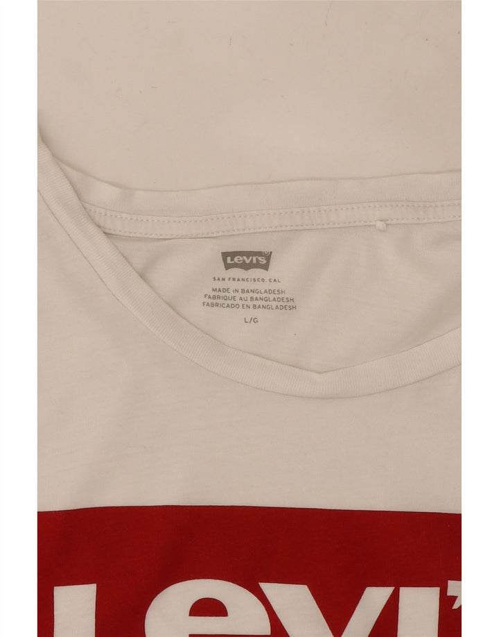 LEVI'S Womens Graphic T-Shirt Top UK 16 Large White