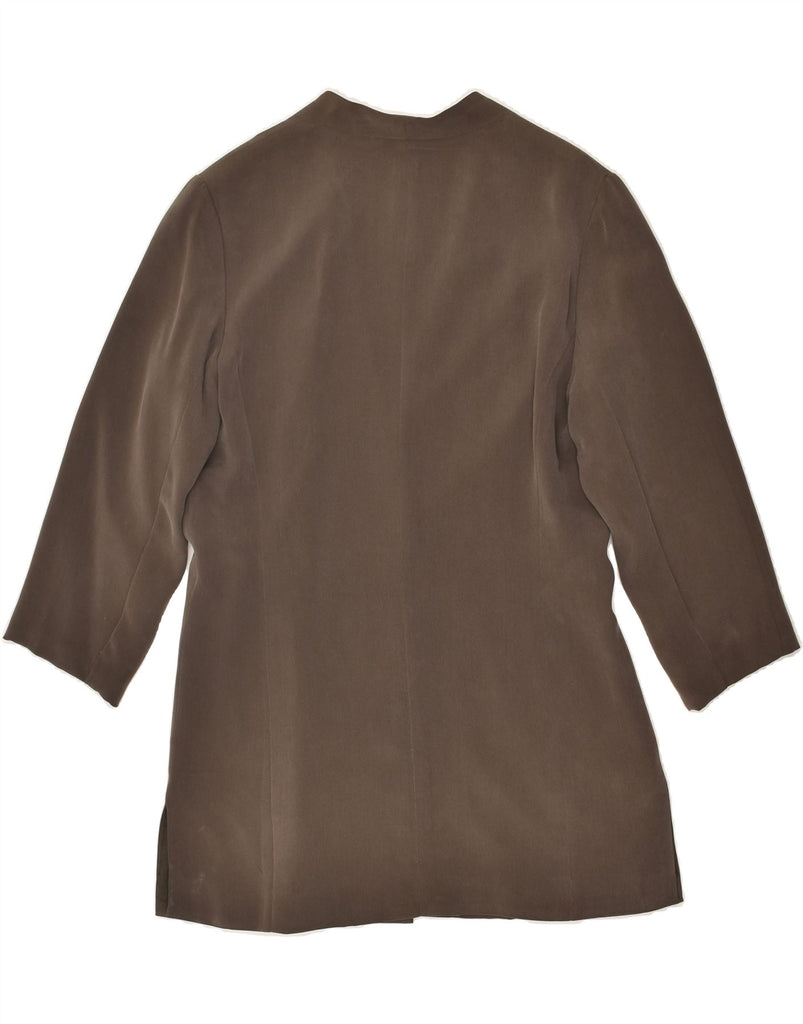BLUNAUTA Womens 3/4 Sleeve 1 Button Blazer Jacket IT 44 Medium Brown Silk | Vintage Blunauta | Thrift | Second-Hand Blunauta | Used Clothing | Messina Hembry 