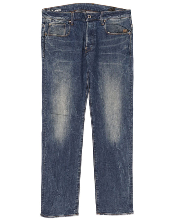 G-Star Mens Revend Straight Jeans W34 L32 Blue Cotton