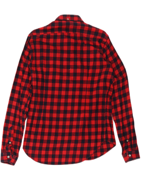 Zara Mens Slim Fit Flannel Shirt Medium Red Gingham