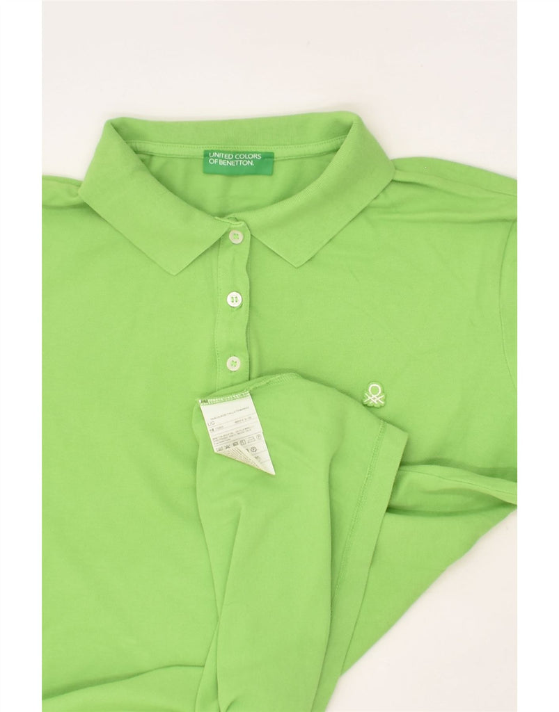 BENETTON Womens Polo Shirt UK 16 Large Green Cotton | Vintage Benetton | Thrift | Second-Hand Benetton | Used Clothing | Messina Hembry 