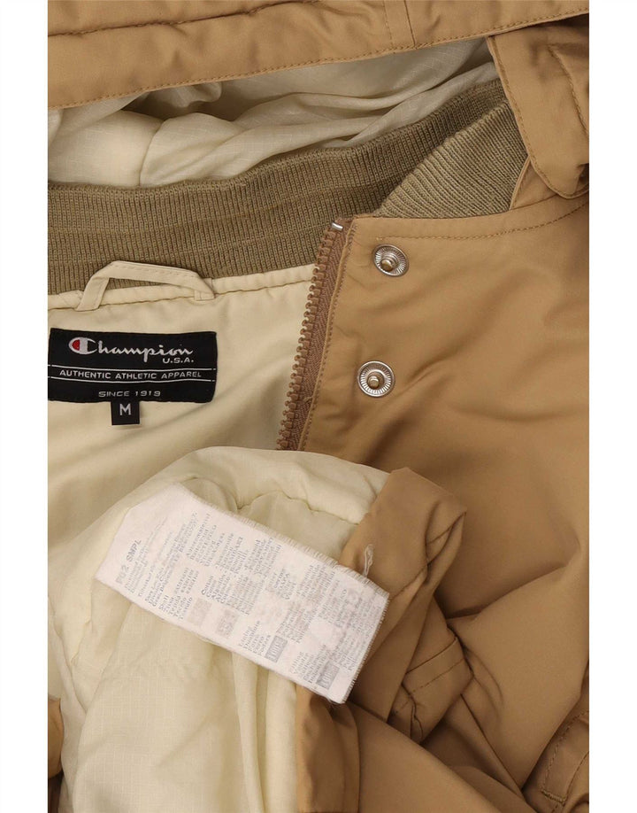 Champion Womens Hooded Windbreaker Jacket UK 14 Medium Beige Cotton