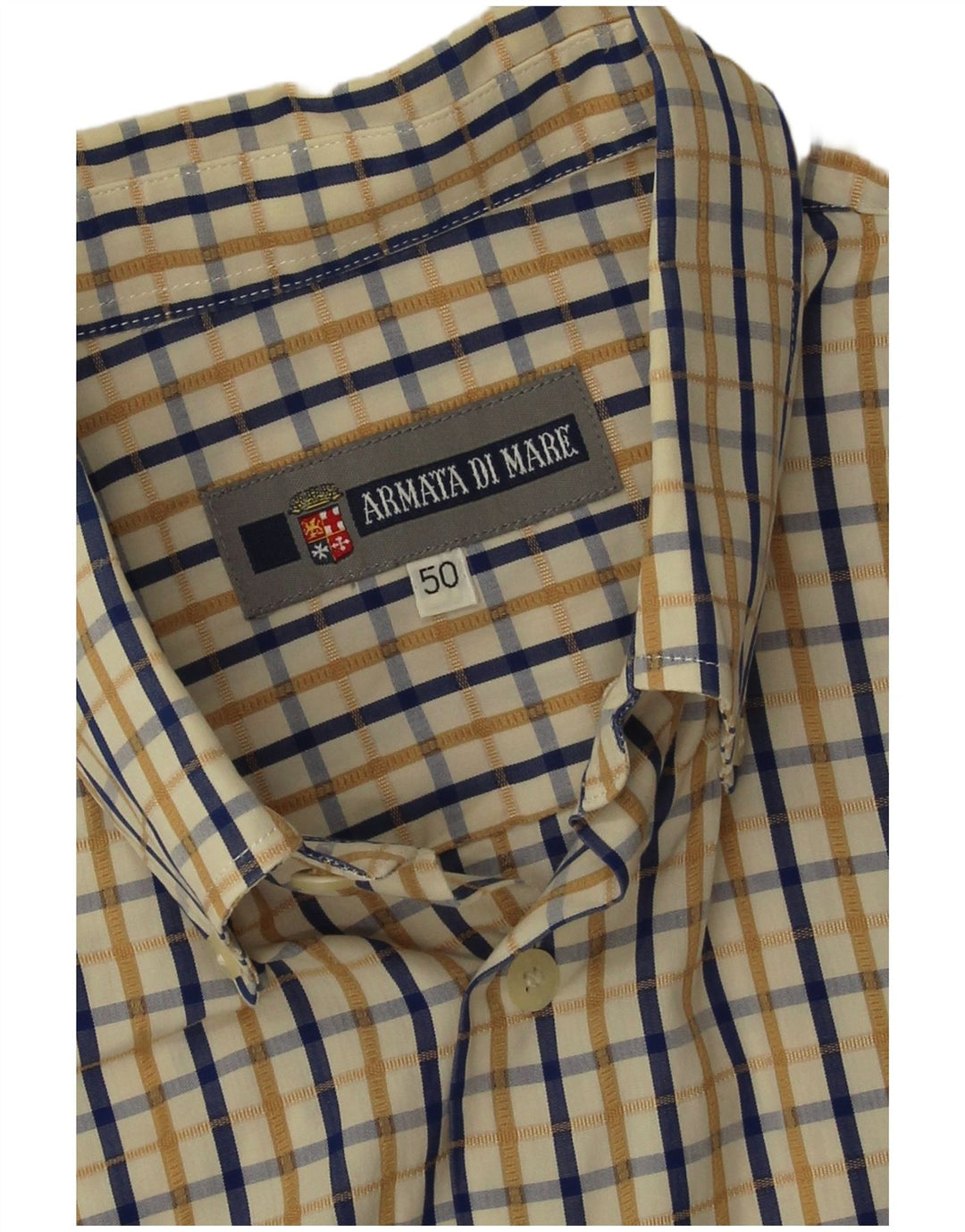 Armata Di Mare Mens Short Sleeve Shirt IT 50 Medium Blue Check Cotton