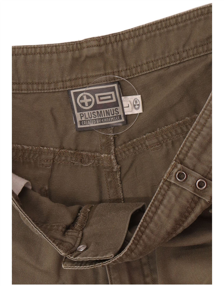 Vintage Mens Graphic Cargo Shorts Large W34 Khaki Cotton