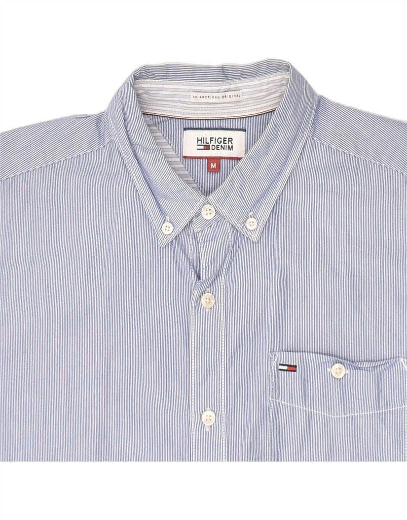 TOMMY HILFIGER Mens Shirt Medium Blue Pinstripe Cotton | Vintage Tommy Hilfiger | Thrift | Second-Hand Tommy Hilfiger | Used Clothing | Messina Hembry 