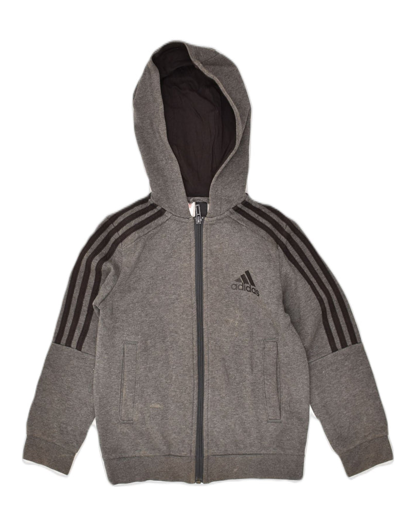 ADIDAS Boys Zip Hoodie Sweater 4-5 Years Grey | Vintage Adidas | Thrift | Second-Hand Adidas | Used Clothing | Messina Hembry 