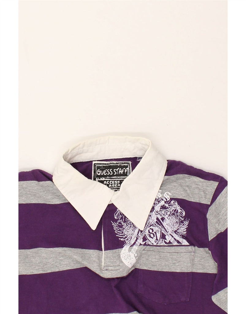 GUESS Girls Graphic Long Sleeve Polo Shirt 11-12 Years Purple Striped | Vintage Guess | Thrift | Second-Hand Guess | Used Clothing | Messina Hembry 