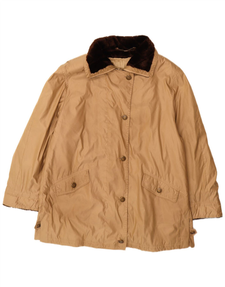 Delmod Womens Oversized Windbreaker Coat UK 18 XL Beige Polyester