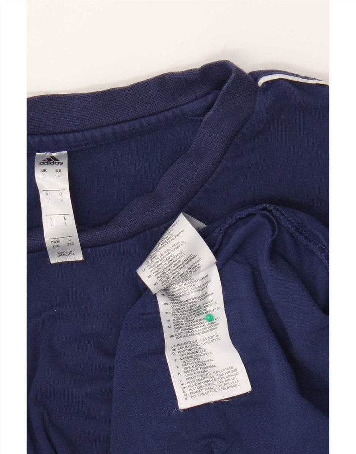 Adidas Mens T-Shirt Top Large Navy Blue Cotton