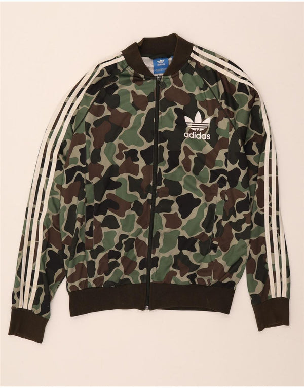 Adidas Mens Tracksuit Top Jacket Large Khaki Camouflage Polyester