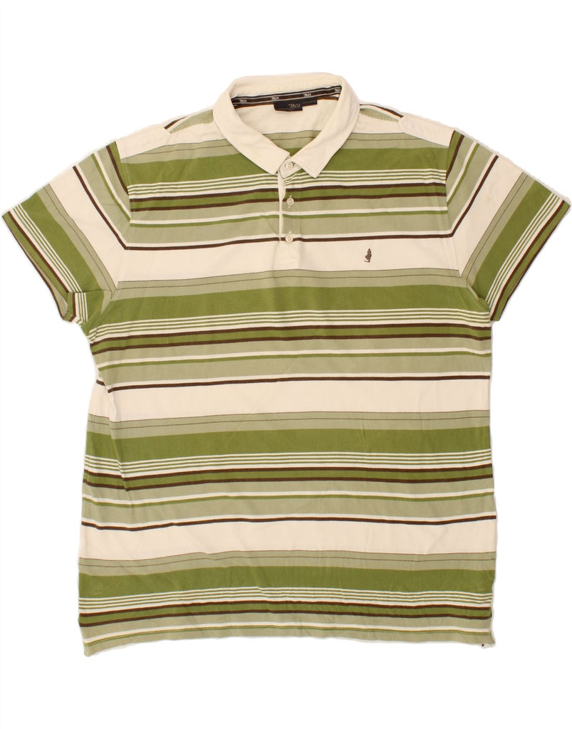 MARLBORO CLASSICS Mens Slim Fit Polo Shirt 3XL Green Striped Cotton | Vintage Marlboro Classics | Thrift | Second-Hand Marlboro Classics | Used Clothing | Messina Hembry 