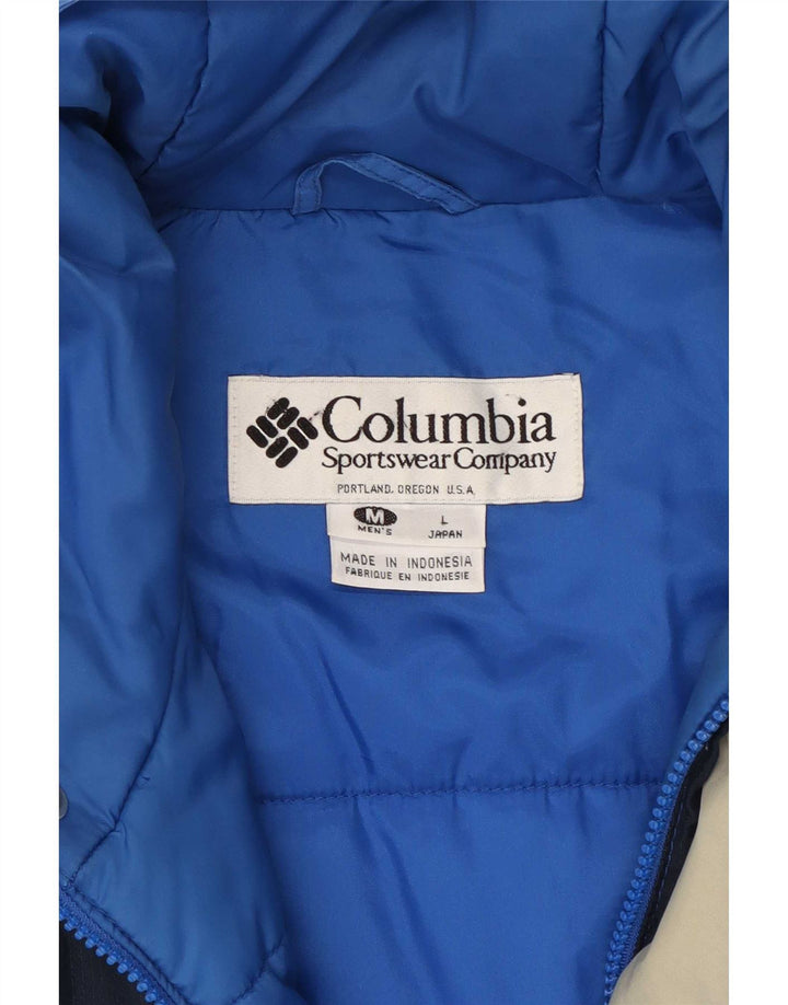 Columbia Mens Hooded Ski Jacket UK 38 Medium Blue Colourblock