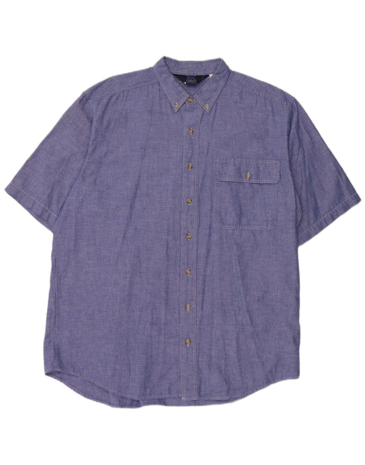 VINTAGE Mens Short Sleeve Shirt XL Blue