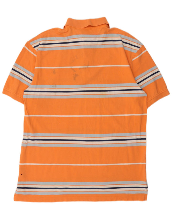 Tommy Hilfiger Mens Polo Shirt XL Orange Striped Cotton