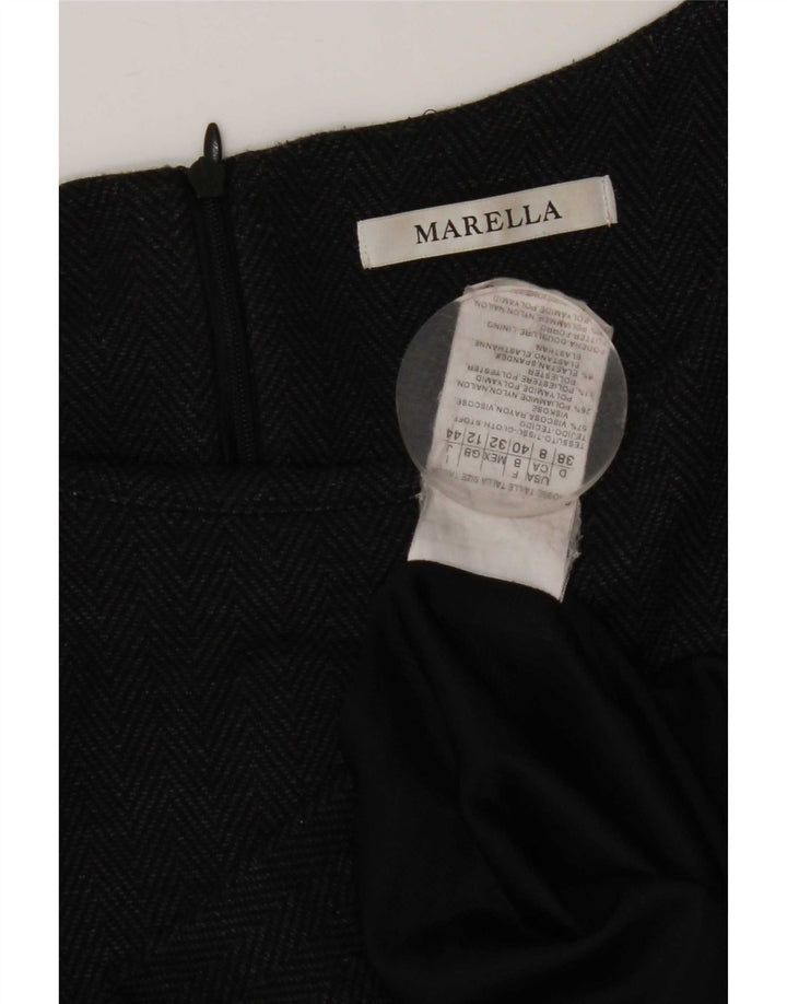Marella Womens Long Sleeve Sheath Dress UK 12 Medium Grey Herringbone